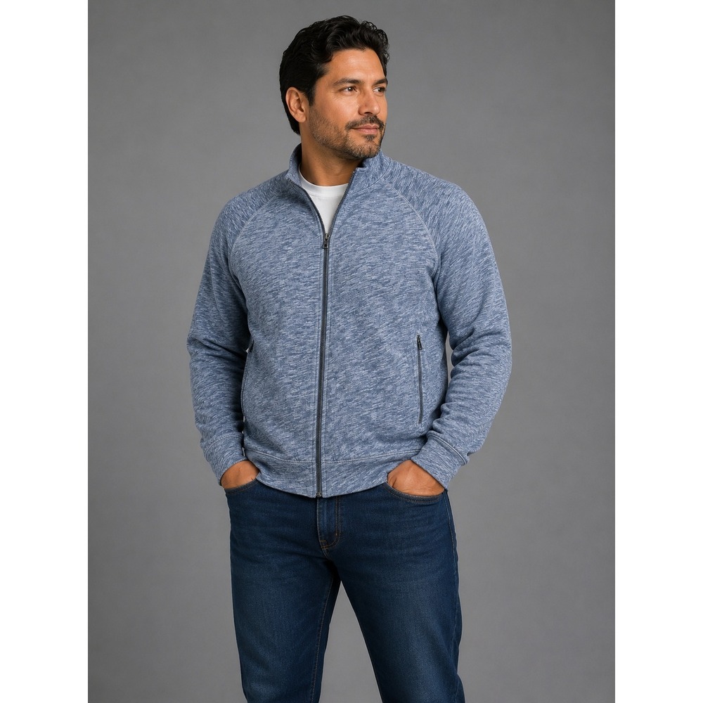 Vince Full Zip Sweatshirt Jacket Men XL Regular Heathered Blue Casual Minimalist